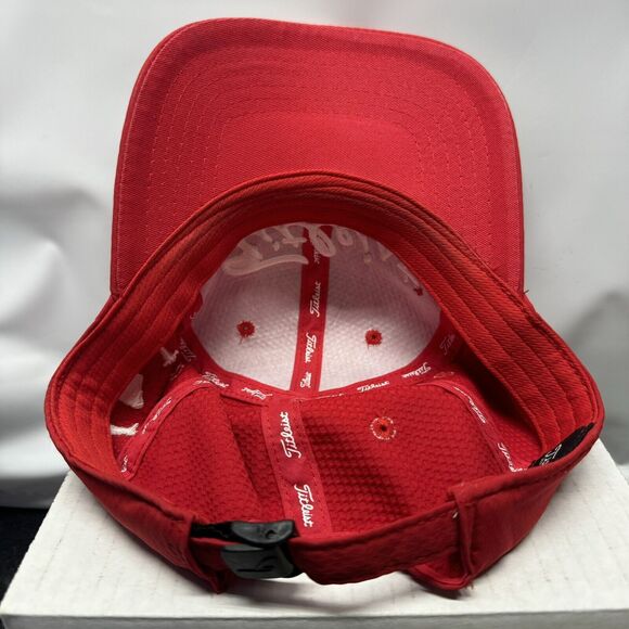 Red Titleist Hat JW Powerline Adjustable Strapback Golf Cap Wind Oil Electric - Picture 6 of 7